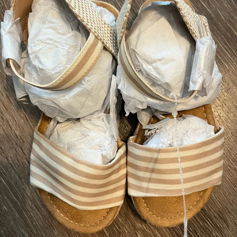 MIA Tan and Cream Sandals with Striped Design